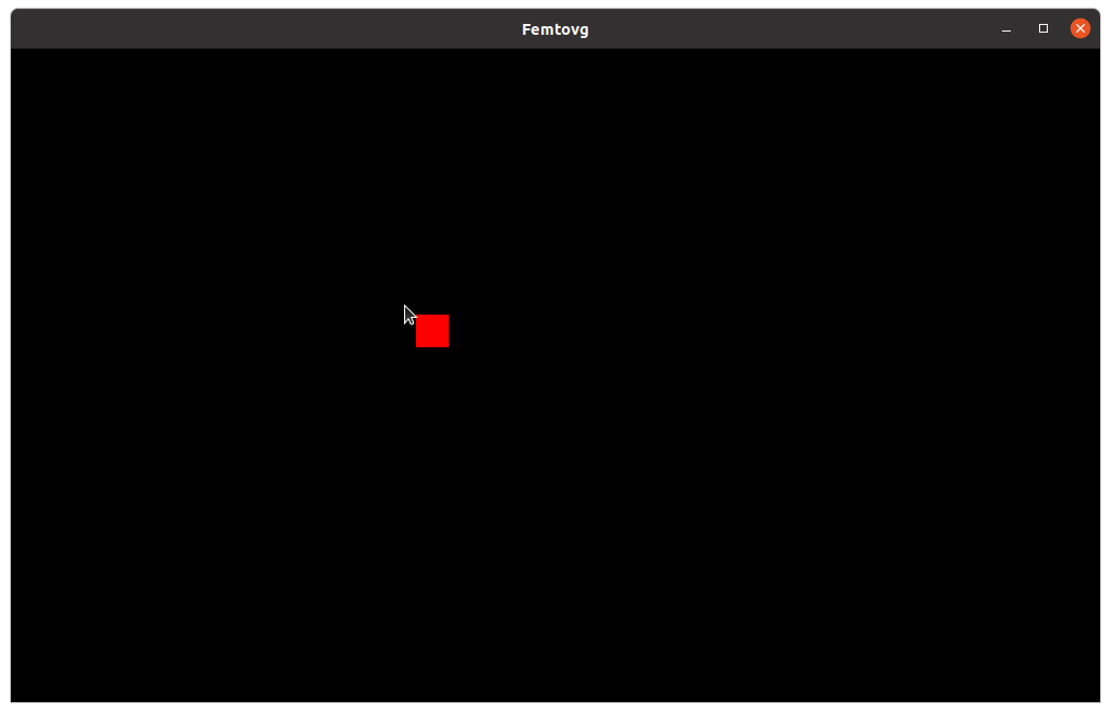Screenshot of a window: red square at the cursor position on a black background